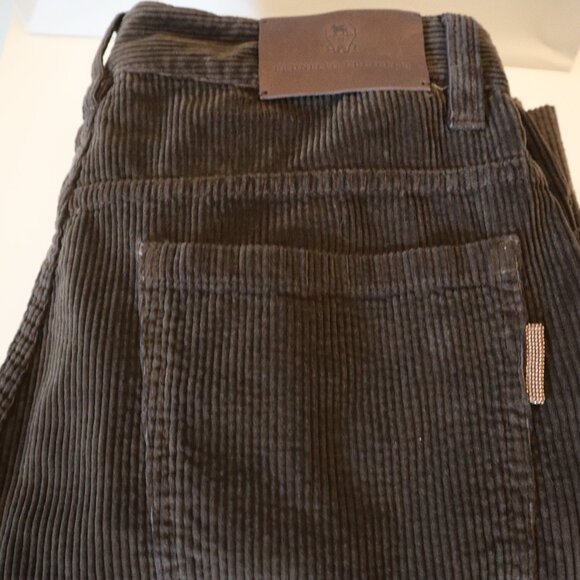 Brunello Cucinelli Monili Tab Jean Corduroy Kick Flare Dark Brown Size 8 - Picture 10 of 10